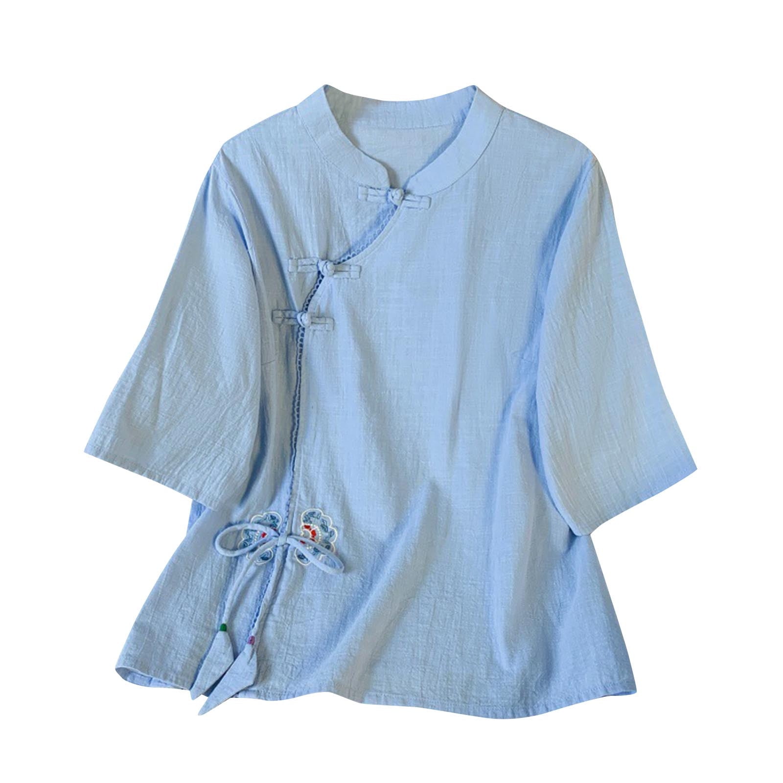 HAORUN Women Chinese Embroidered Cotton Linen Frog Button