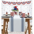 thumbnail image 1 of Cotton Linen Blue White Stripes Table Runner 90 Inches Long, Burlap Dresser Scarves for Farmhouse Dining Room/Holiday/Party/Wedding, Machine Washable, Farmhouse Theme, 1 of 6