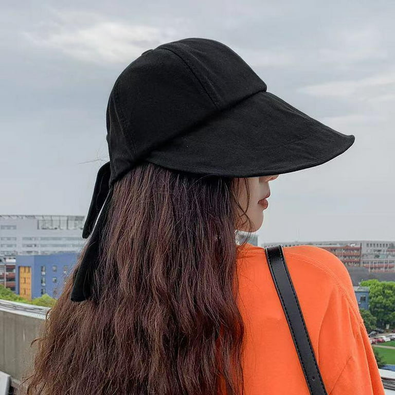 Cotton Linen Bucket Hat Japanese Korean Style Summer Fashion For Women.  Black