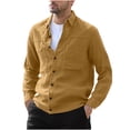 thumbnail image 1 of Cotton Linen Button Blouse for Men Lapel Long Sleeve Shirts with Pockets Solid Color Loose-Fit Casual Tops, 1 of 5