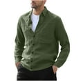 thumbnail image 1 of Cotton Linen Button Blouse for Men Lapel Long Sleeve Shirts with Pockets Solid Loose-Fit Casual Tops, 1 of 5