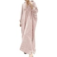 thumbnail image 1 of Cotton Linen Button Up Shirt Dress Womens Oversize Striped Long Sleeve Maxi Cover Up Dresses with Side Slits (Small, Pink), 1 of 6
