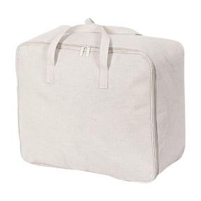 Cotton Linen Canvas Storage Bag, Washable Storage Basket, Soft Breathable Closet Organizer for Beddings, Comforters, Pillows, Blankets, Clothes