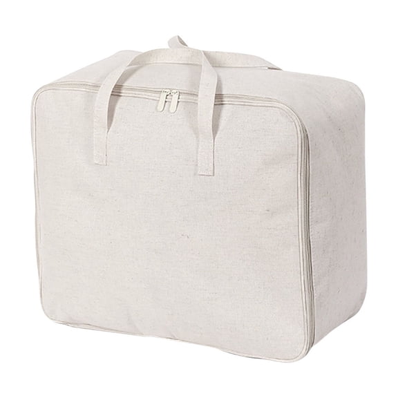 Cotton Linen Canvas Storage Bag, Washable Storage Basket, Soft Breathable Closet Organizer for Beddings, Comforters, Pillows, Blankets, Clothes