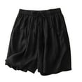 thumbnail image 1 of Cotton Linen Casual Shorts for Women Comfy Summer Elastic Waist Loose Beach Lounge Shorts with Pockets, 1 of 3