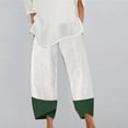 thumbnail image 1 of Cotton Linen Casual Summer Capri Pants Printed Cropped Comfy Baggy Trousers with Pockets Palazzo Lounge Pants, 1 of 6