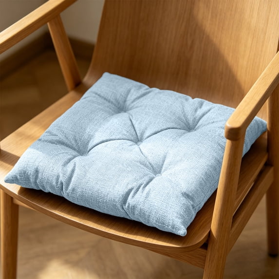 Cotton Linen Chair Pad with Ties, 16x16 inches Chair Cushion Non-Slip Bottom, Cushion for Dining and Desk Chairs