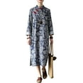 thumbnail image 1 of Cotton Linen Cheongsam Loose Chinese Women's Chinese Frog Button Dresses, 1 of 9
