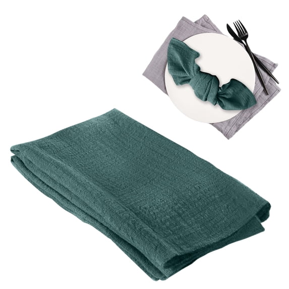 Cotton Linen Cloth Napkins, Stitched Edges Reusable Table Napkins for Wedding Birthday Party Bridal Shower Home Table Decor, 42 x 42 cm(Forest Green)
