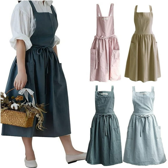 Cotton Linen Cooking Apron for Home Kitchen Food Prep Baking Grilling Daily Household Cooking Stain Resistant Body Protection Garment