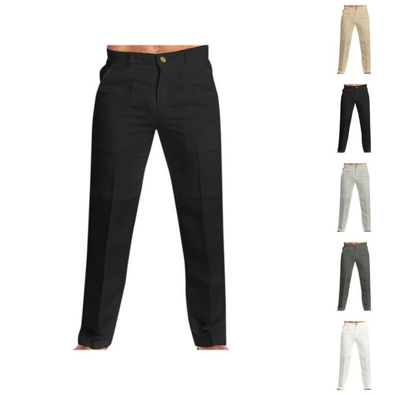 Cotton Linen Dress Pants for Men 2025 Spring Summer Pants Business Casual with Pockets Mens Slacks Trousers