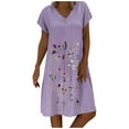 thumbnail image 1 of Cotton Linen Dresses for Women 2025 Summer Casual A Line Flowy Dress Beach Vacation Midi Gauze Dress with Pockets Purple XXL, 1 of 6