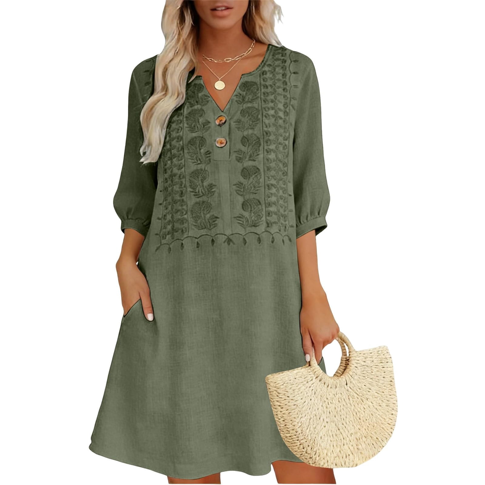 embroidered gauze midi dress Blue Gauze Daisy Embroidered Landis Midi Dress