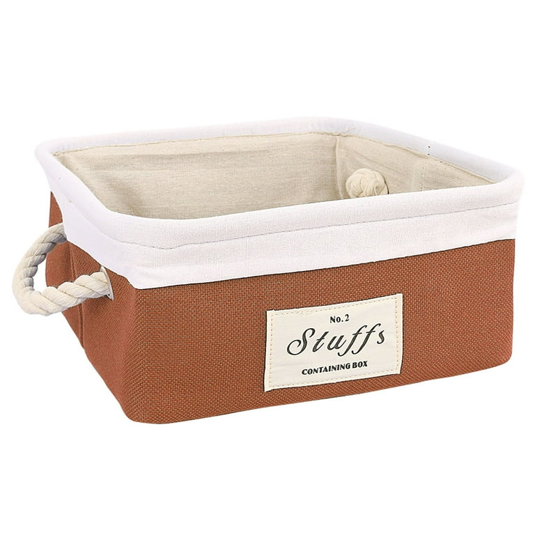 Cotton Linen Fabric Storage Bins Basket Towel Storage Box w Handles Walmart