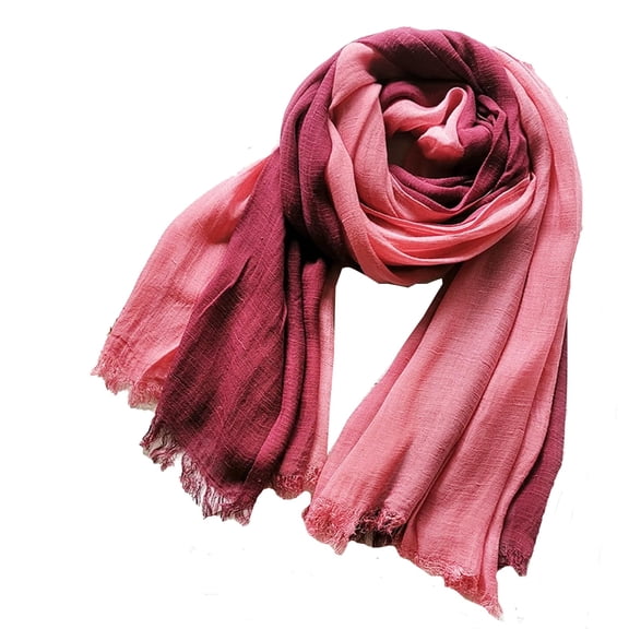 Cotton Linen Fashion Scarf,Gradient Two-tone Four Season Scarf Shawl Beach Gauze,Long Lightweight Travel scarf 75"×35"