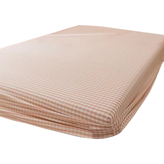 Cotton Linen Fitted Sheets Deep Pocket, Soft, Breathable, Stripe Printed Fitted Fits, Durable, Breathable and Comfy Bottom Sheet