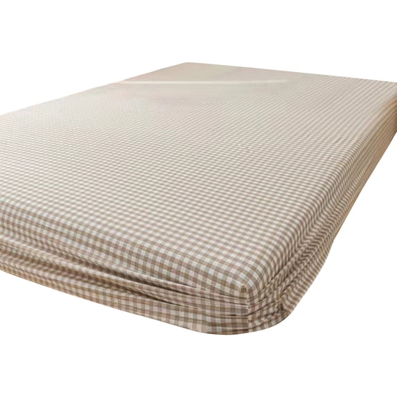 Cotton Linen Fitted Sheets Deep Pocket, Soft, Breathable, Stripe Printed Fitted Fits, Durable, Breathable and Comfy Bottom Sheet