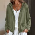 thumbnail image 1 of Cotton Linen Hooded Jackets for Women Fall Casual Long Sleeve Button Down Jacket Lightweight Loose Open Front Jackets, XL, 1 of 5