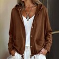 thumbnail image 1 of Cotton Linen Hooded Jackets for Women Fall Casual Long Sleeve Button Down Jacket Lightweight Loose Open Front Jackets, XL, 1 of 5