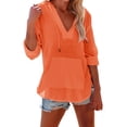 thumbnail image 1 of Cotton Linen Hoodie Zip up Long Sleeve Hooded Sweatshirt Ultra Lightweight Zip Hoodie Women Linen Jackets for Women Casual Summer Essentials Hoodie,Orange,M, 1 of 6