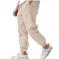 thumbnail image 1 of Cotton Linen Jogger Pants for Men Casual Summer Elastic Waist Drawstring Pants with Pockets Outdoor Workout Running Athletic Joggers Trousers, 1 of 5