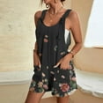 thumbnail image 1 of Cotton Linen Jumpsuits for Women Tie Knot Strap Romper Sleeveless Short Pants Wide Leg Jumpsuit Overalls with Pockets, 1 of 5