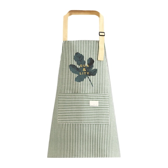 Cotton Linen Kitchen Apron Protects Clothes While Cooking Baking with Adjustable Neck Strap and Front Pocket 28Inch
