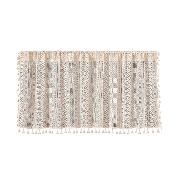 Cotton Linen Kitchen Valance Curtain 59 x 18 Inch Short Rod Pocket Window Panel for Small Bathroom Basement Light Blocking Thermal Curtain for Kitchen Sink Window Beige