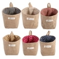 thumbnail image 1 of Cotton Linen Laundry Hamper Bag for Home Gadget Storage Organizer Foldable Basket Bin Hanging Laundry Basket (Khaki Stripe), 1 of 7