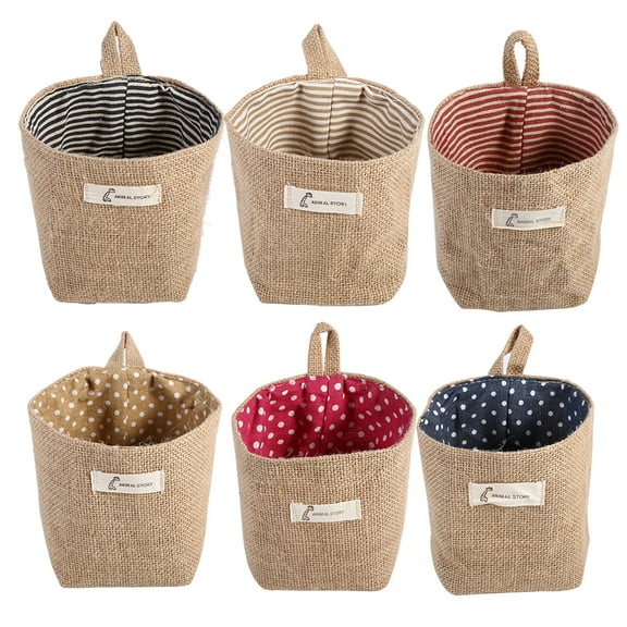 Cotton Linen Laundry Hamper Bag for Home Gadget Storage Organizer Foldable Basket Bin Hanging Laundry Basket (Khaki Stripe)