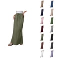 thumbnail image 1 of Cotton Linen Long Maxi Skirts for Women Elastic Waist Flowy Wrap Skirt Summer Boho Beach Skirts, 1 of 8