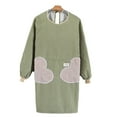 thumbnail image 1 of Cotton Linen Long Sleeve Apron, Kitchen Cooking Aprons, Bib Chef Apron with Pockets for Men Women - green, 1 of 5