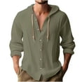 thumbnail image 1 of Cotton Linen Long Sleeve Button Down Shirt for Men Summer Casual Hawaiian Beach Tops Lightweight Fashion Hoodies, 1 of 5