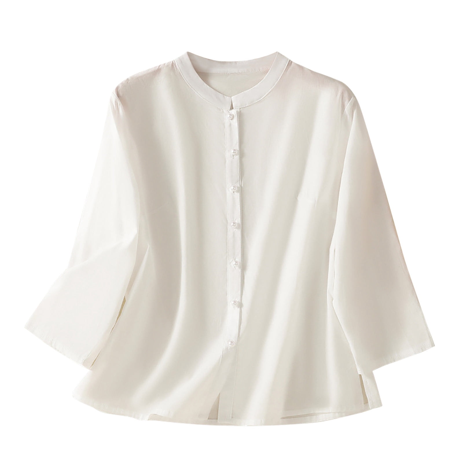 ChicEase Women Plain Button Front Long Sleeve Pocket Casual Shirt