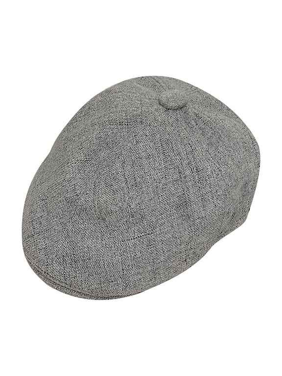 Cotton Linen Men's Newsboy Flat Cap 8 Panel Cabbie Hats, Lightweight Breathable Summer Gatsby Fishing Hats,Paperboy Hat for Men, Retro Vintage Cabbie Beret Hat, Outdoor Driving Hat,Grey