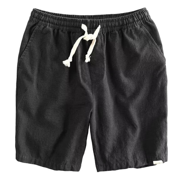 Cotton Linen Mens Shorts Lightweight Breathable Drawstring Elastic Waist Pajama Pants loungewear Fathers Gift