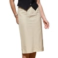 thumbnail image 1 of INSPIRE CHIC Cotton Linen Midi Skirt for Women Casual Back Slit High Waisted Skirt with Pockets S Beige, 1 of 6