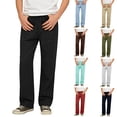thumbnail image 1 of Cotton Linen Pants Boys Girls Wide Leg Casual Trousers Kids Breathable Elastic Waist Straight Leg Lounge Beach Summer Pants With Pockets Back To School Birthday Graduation Gifts 6-17Y Navy,120=6-7Y, 1 of 7