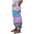Cotton Linen Pants for Women Casual Loose Dandelion Graphic Elastic