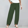 thumbnail image 1 of Cotton Linen Pants Women Summer Plus Size Boho Pants 2025 Lightweight Hight Waist Linen Vacation Beach Pants Pockets Green S-5XL, 1 of 7