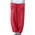 thumbnail image 1 of Cotton Linen Pants for Women High Waist Solid Wide Leg Pants Casual Baggy Lightweight Lounge Trousers with Pockets, 1 of 9