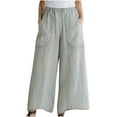 thumbnail image 1 of Cotton Linen Pants for Women Wide Leg Elastic Waist Full Length Sweatpants Plus Size Workout Yoga Trousers with Pocket, 1 of 3