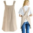 thumbnail image 1 of Cotton Linen Pinafore Apron Dress for Women with 2 Pockets Cute Art Chef Aprons Adjustable Bib Apron With Long Coverage for Kitchen Baking Gardening Painting(Khaki), 1 of 5