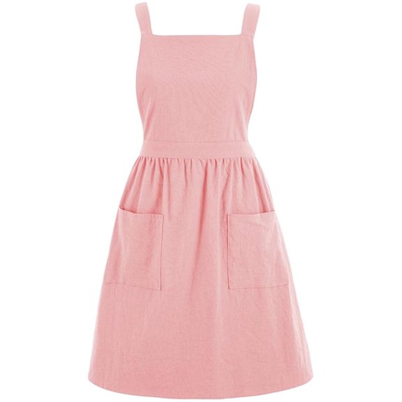 Cotton Linen Pinafore Apron Dress for Women with Pockets Cute Art Chef Aprons for Kitchen Baking Gardening Painting