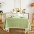 thumbnail image 1 of Cotton Linen Plaid Tablecloth with Lace - Washable Wrinkle-Resistant Thick Table Cover for Picnics Living Rooms Restaurants, Elegant Decorative Table Linen, 1 of 6