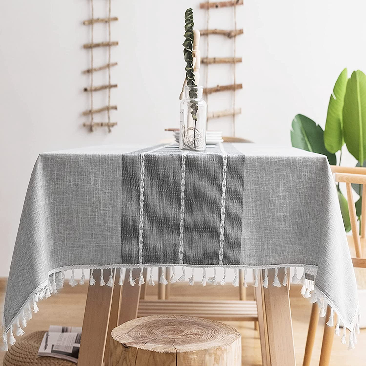 Table Line Cloth Cotton Linen Rectangular Tablecloth - Wrinkle Resistant & Waterproof ...