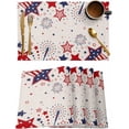 thumbnail image 1 of Cotton Linen Red White and Blue Stars Placemat 4th of July Placemats Set of 6, Red Blue Stars Firework Non-Slip Table Mats for Dining Table,12x18 Inch Heat Insulation Patriotic Place Mats, 1 of 6