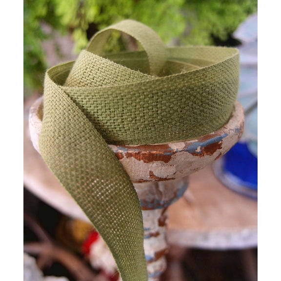 Burlap Fabric Cotton Linen Ribbon Moss 5/8 Inch Wide 25 Yards