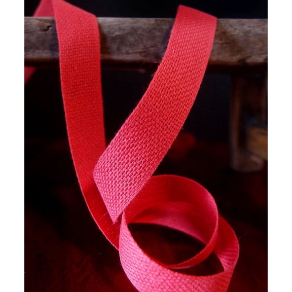 Burlap Fabrics Cotton Linen Ribbon Red - 5/8 Inch Wide x 25 Yard Roll Natural Earthy Aesthetic