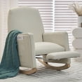 thumbnail image 1 of Cotton Linen Rocking Chair Adjustable Footrest, Wooden Legs 300 LBS Capacity Easy Assembly Living Room or Bedroom Furniture, 1 of 18